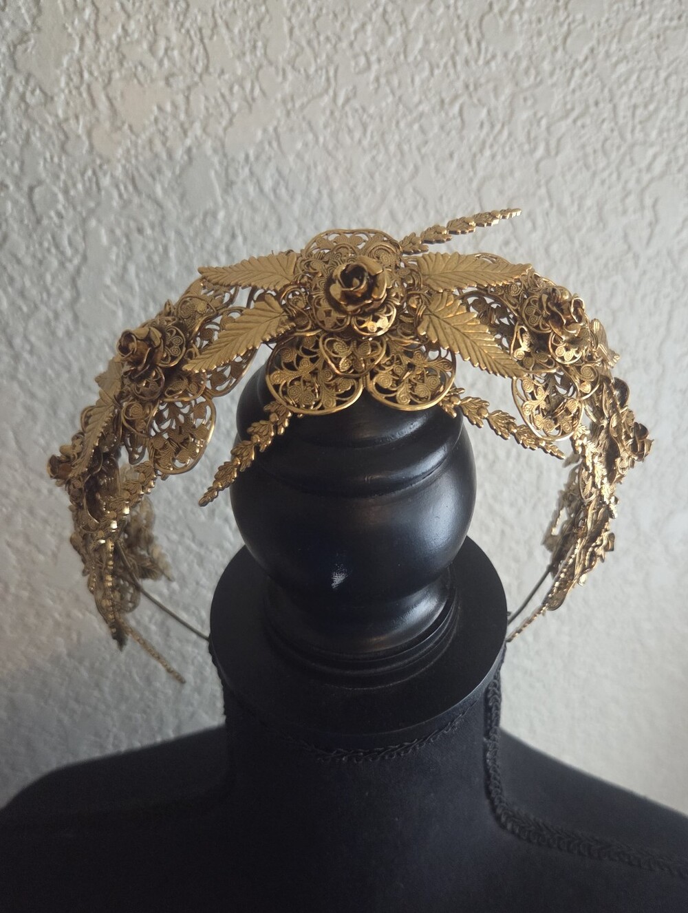 Jennifer Behr Gold Rosamund Tiara Headband - Vintage Brass Filigree Crown